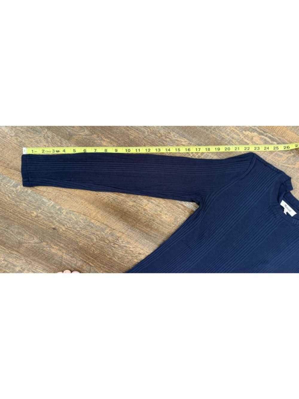 Madewell Navy Ribbed Long-Sleeve Crewneck Knit Top Women's Size M - Picture 7 of 8